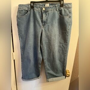 Just My Size Classic Cuff  Capri Jeans 20W Stretch Blue Denim